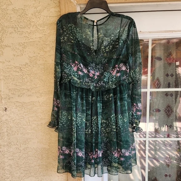 Ted Baker Sorella diamond print long‎ sleeve babydoll dress